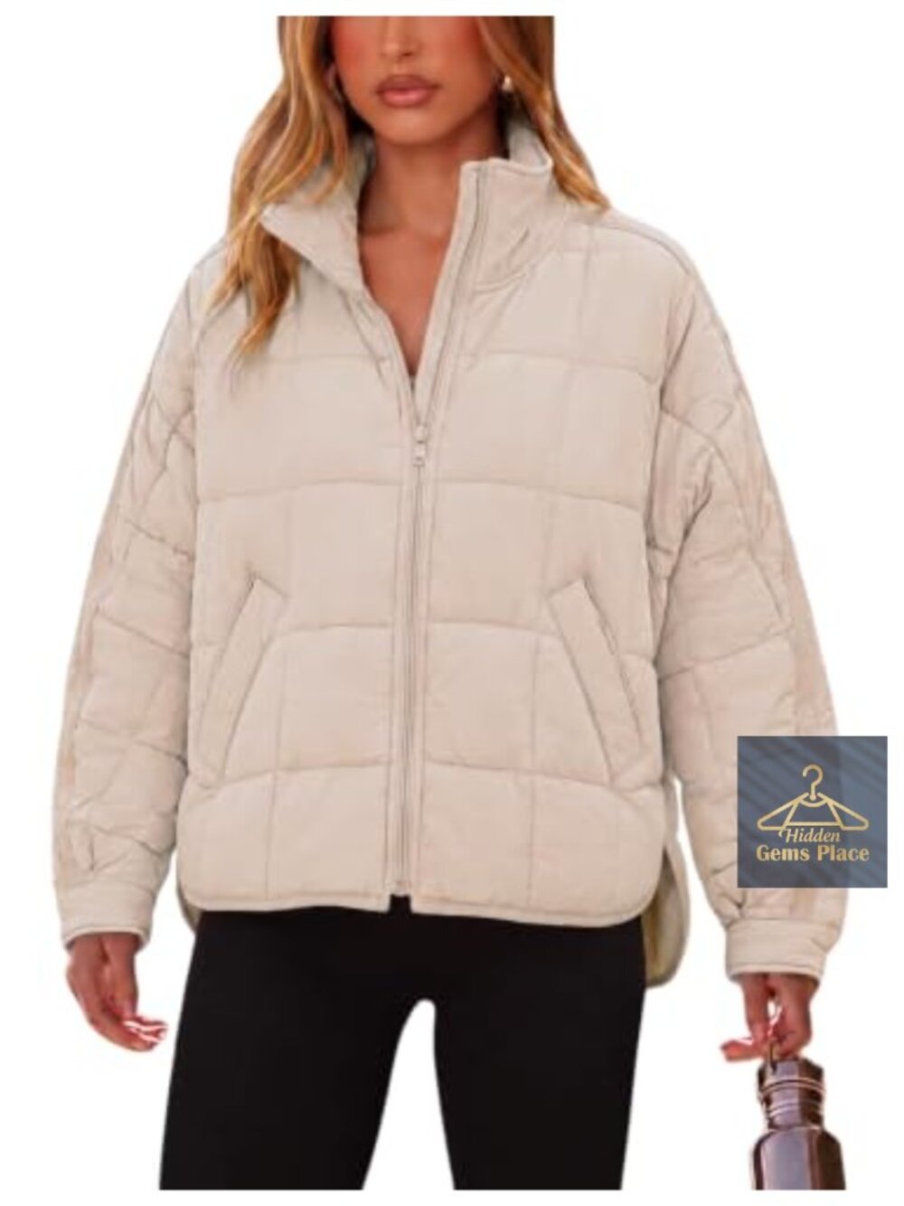 Quilted Lightweight Puffer Jacket Casual Padded Zip Coat